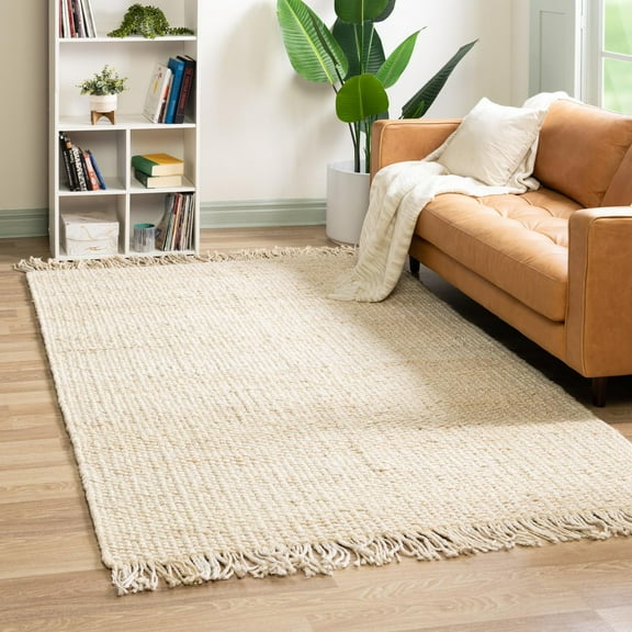 Unique Loom Chunky Jute Collection Area Rug (5' 1" x 8' Rectangle Ivory)