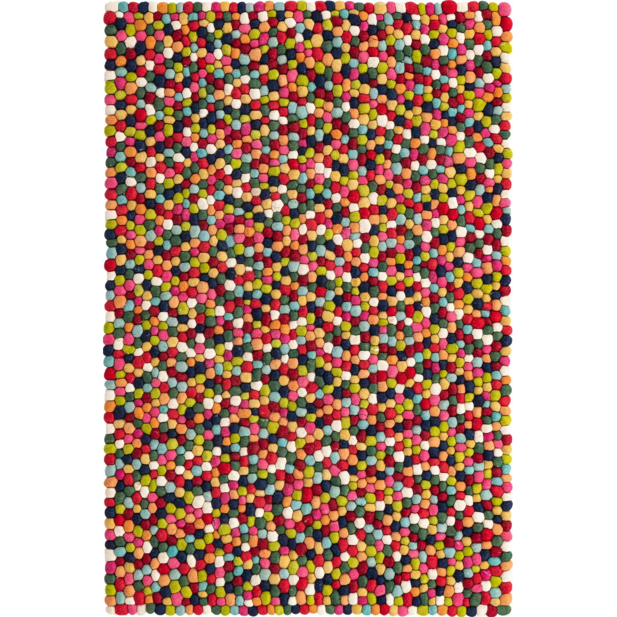 Unique Loom Cloud Felt Ball Rug Multi/Blue 4' 1" x 6' 1" Rectangle Hand Made Solid Bohemian Perfect For Living Room Bed Room Dining Room Office