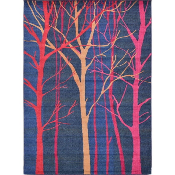 Unique Loom Collserola Estrella Rug Blue/Puce 8' x 11' Rectangle Abstract Urban Perfect For Living Room Bed Room Dining Room Office