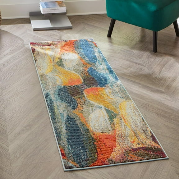 Unique Loom Haerfest Collection Area Rug - Colombia (2' x 6' Runner Blue/Green)