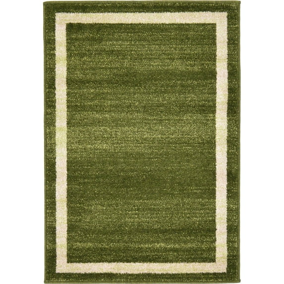 Unique Loom Color Bordered Modern Area Rugs, Green