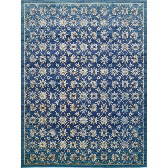 Unique Loom Color Bordered Traditional Area Rugs, Blue