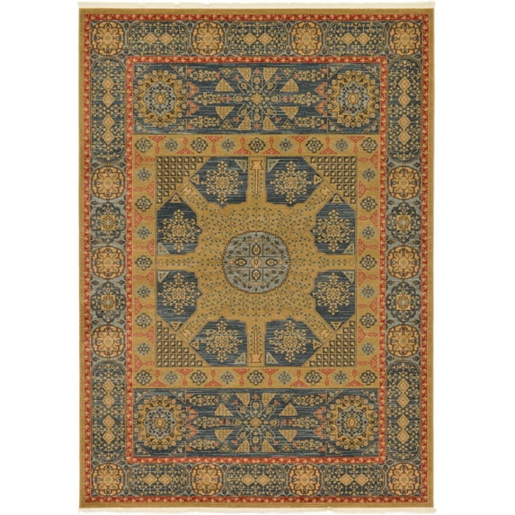 Unique Loom Color Bordered Traditional Area Rugs, Blue