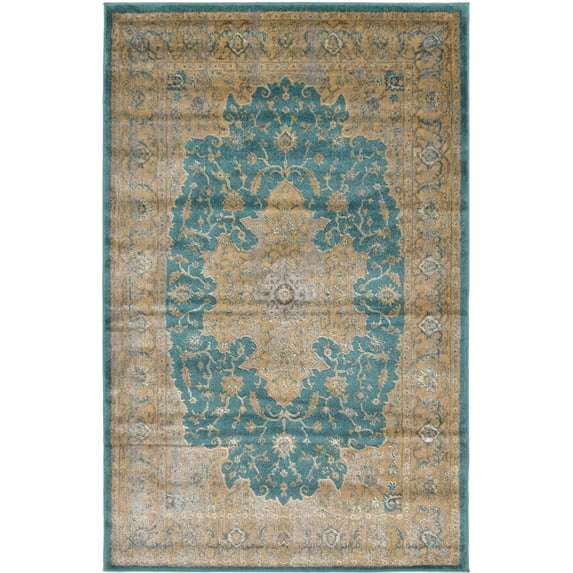 Unique Loom Color Bordered Traditional Area Rugs, Blue