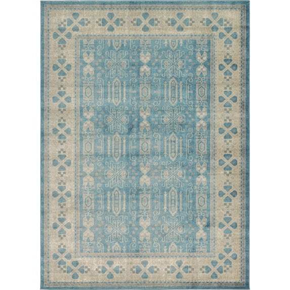 Unique Loom Color Bordered Traditional Area Rugs, Blue
