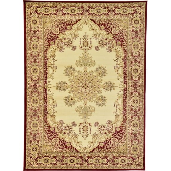 Unique Loom Color Bordered Traditional Area Rugs, Cream