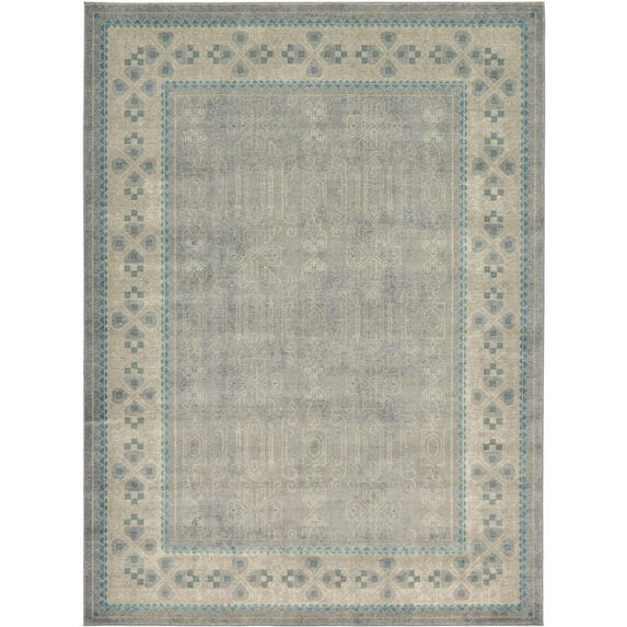 Unique Loom Color Bordered Traditional Area Rugs, Gray