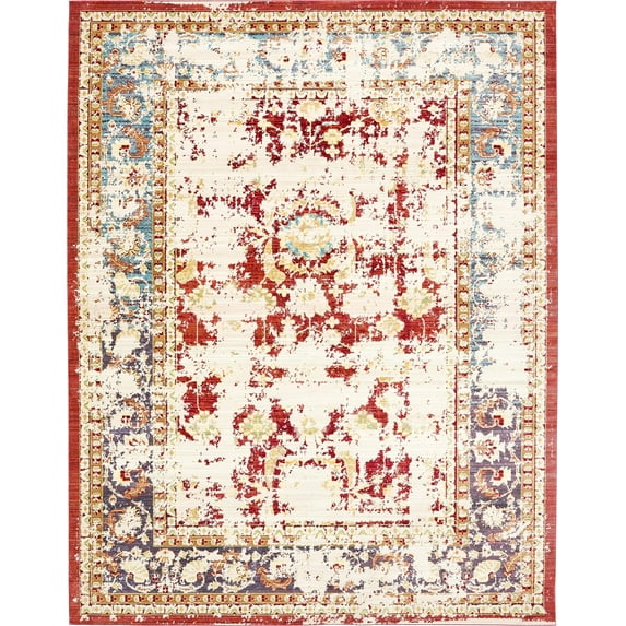 Unique Loom Color Bordered Traditional Area Rugs, Red
