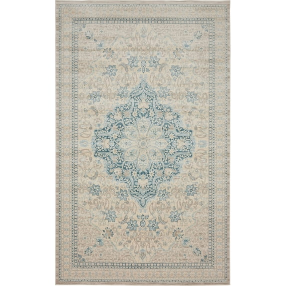 Unique Loom Color Bordered Transitional Area Rugs, Beige