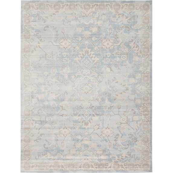 Unique Loom Color Bordered Transitional Area Rugs, Blue