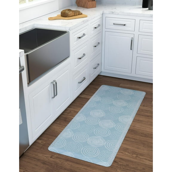 Unique Loom Comfort Mat Collection - Circles (2' x 3' Rectangle Blue/Ivory)