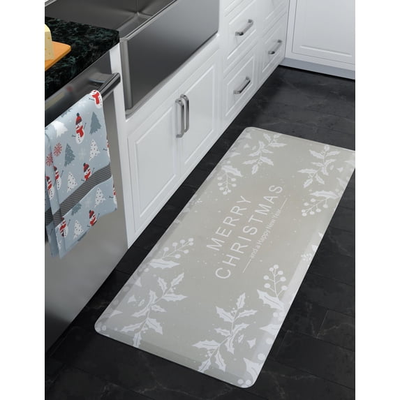 Unique Loom Comfort Mat Collection - Holidays (2' x 5' Rectangle Gray/Ivory)