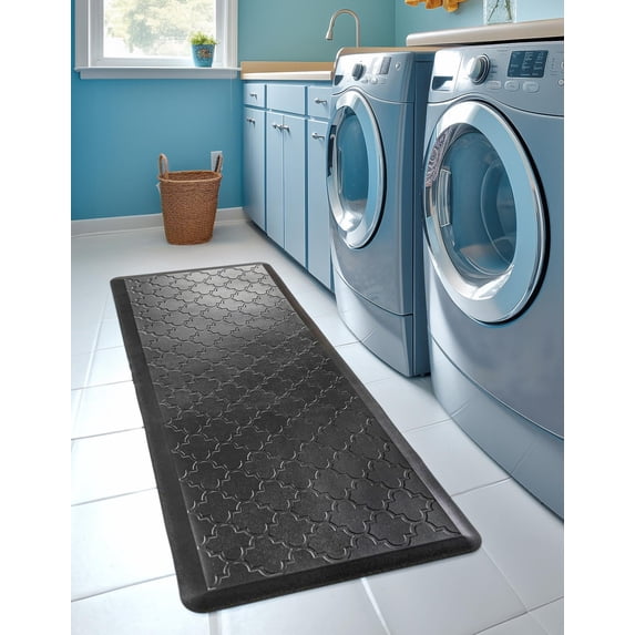 Unique Loom Comfort Mat Collection - Lattice (2' x 3' Rectangle Black)
