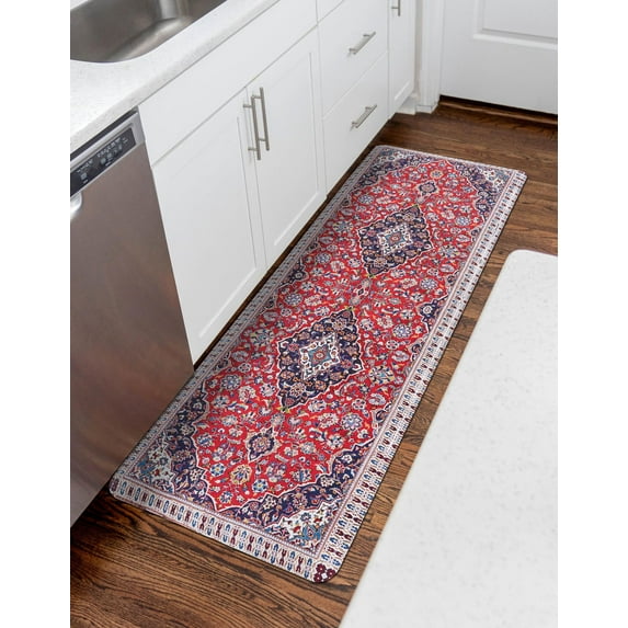 Unique Loom Comfort Mat Collection - Mashad (2' x 5' Rectangle Red/Ivory)