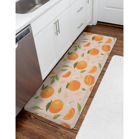 Unique Loom Comfort Mat Collection - Oranges (2' x 5' Rectangle Light Pink/Green)