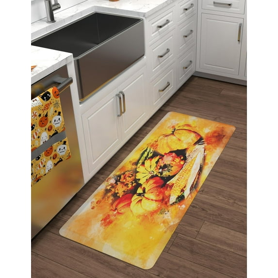 Unique Loom Comfort Mat Collection - Pumpkins (2' x 3' Rectangle Multi/Brown)