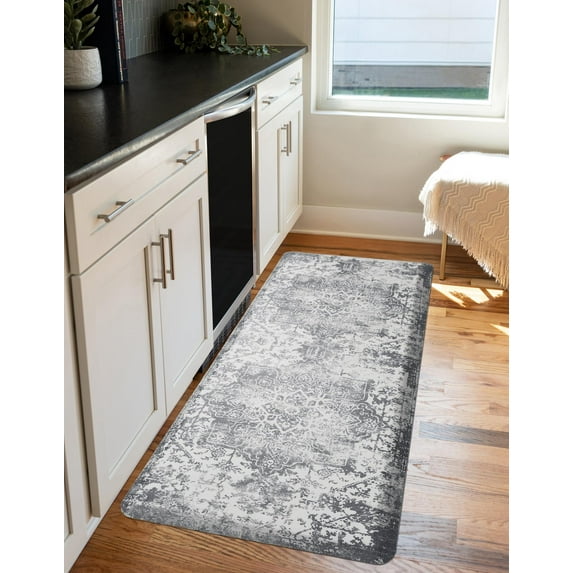Unique Loom Comfort Mat Collection - Sofia (2' x 5' Rectangle Gray/Ivory)