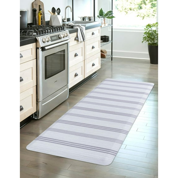 Unique Loom Comfort Mat Collection - Stripes (2' x 5' Rectangle White)