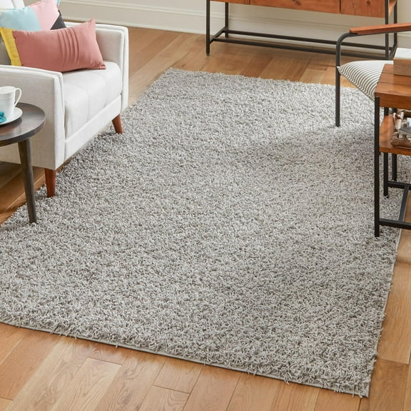 Unique Loom Comfort Solid Shag Collection Area Rug - Solace (3' 3" x 5' 3" Rectangle Cloud Gray)