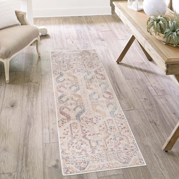 Unique Loom Deepa Collection Area Rug - Congruence (2' x 6' Runner Ivory/Burgundy)