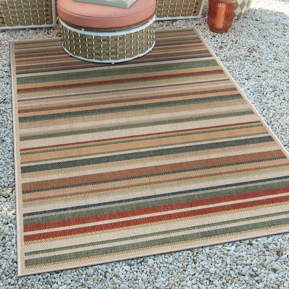 Unique Loom Baja Outdoor Collection Area Rug - Coronado (6' x 9' Rectangle Multi/Ivory)
