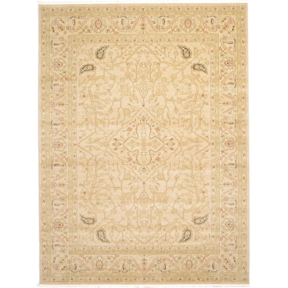 Unique Loom Daisy Edinburgh Rug Cream/Beige 9' x 12' 2" Floral Traditional Perfect For Living Room Bed Room Dining Room Office