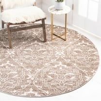 Unique Loom Damask Collection Area Rug (8' Round Light Brown/Beige)