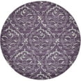 thumbnail image 1 of Unique Loom Damask Rug Purple/Silver 8' Round Traditional Perfect For Dining Room Entryway Bed Room, 1 of 8