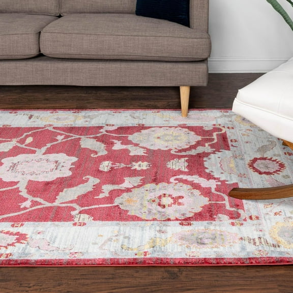 Unique Loom Paragon Collection Area Rug - Daneker (8' 2" x 10' Rectangle Red/Ivory)