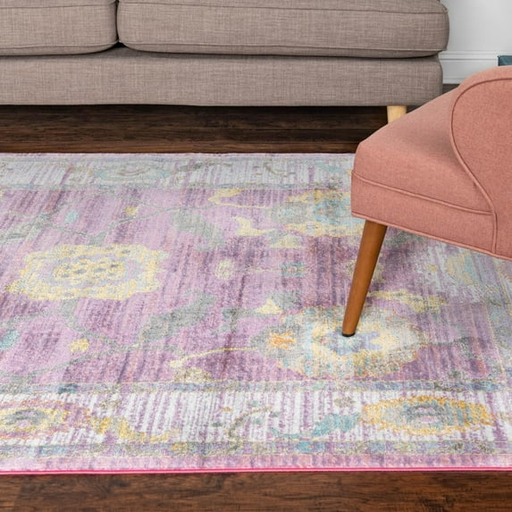 Unique Loom Paragon Collection Area Rug - Daneker (9' x 12' Rectangle Pink/Ivory)