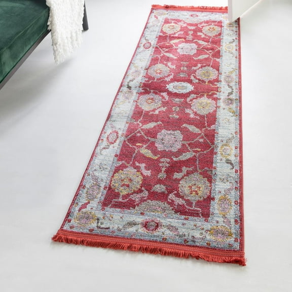 Unique Loom Paragon Collection Area Rug - Daneker (2' 2" x 8' Runner Red/Ivory)