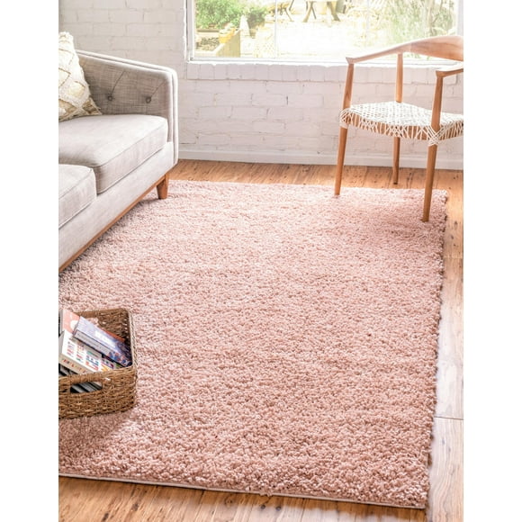 Unique Loom Davos Shag Collection Area Rug - Solid (2' 2" x 3' 1" Rectangle Dusty Rose)