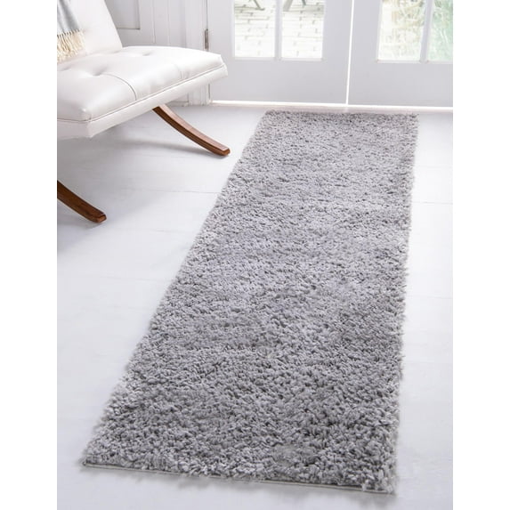 Unique Loom Davos Shag Collection Area Rug - Solid (2' x 8' Runner Sterling)