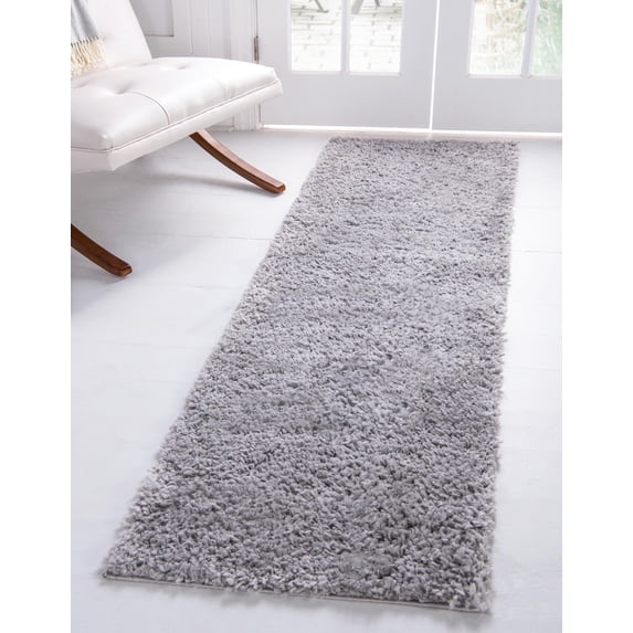 Unique Loom Davos Shag Collection Area Rug - Solid (2' 7" x 20' Runner Sterling)