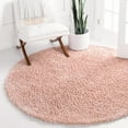 thumbnail image 1 of Unique Loom Davos Shag Collection Area Rug - Solid (3' 1" Round Dusty Rose), 1 of 7