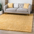 thumbnail image 1 of Unique Loom Davos Shag Collection Area Rug - Solid (3' 1" Square Sun Yellow), 1 of 7