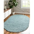 thumbnail image 1 of Unique Loom Davos Shag Collection Area Rug - Solid (3' 1" x 5' 3" Oval Aqua), 1 of 7
