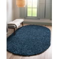 thumbnail image 1 of Unique Loom Davos Shag Collection Area Rug - Solid (3' 1" x 5' 3" Oval Marine Blue), 1 of 7