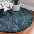 thumbnail image 1 of Unique Loom Davos Shag Collection Area Rug - Solid (4' 1" Round Marine Blue), 1 of 12