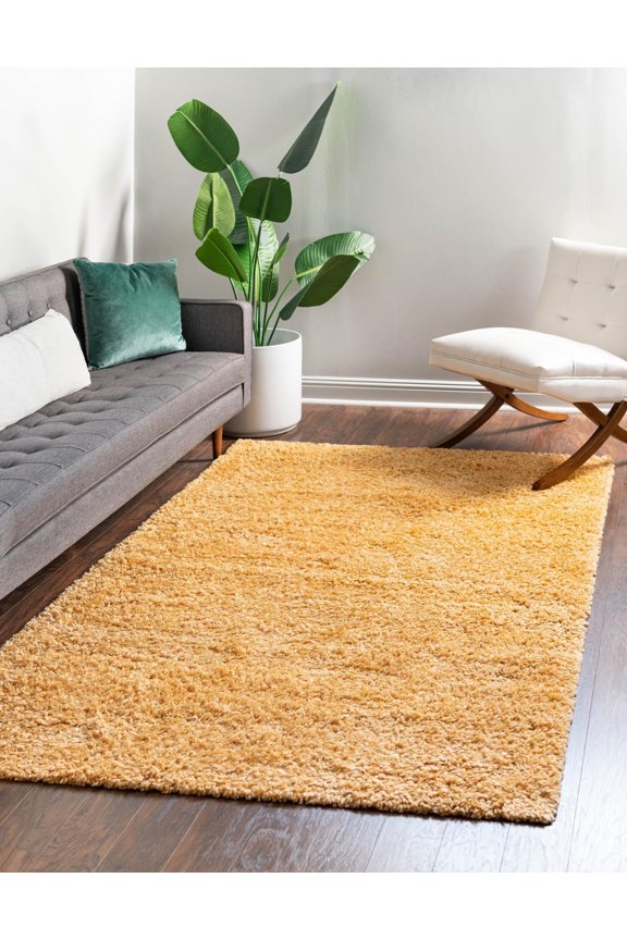 Davos Shag Collection Area Rug - Solid (5' 3" x 8' Rectangle Sun Yellow)