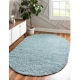 thumbnail image 1 of Unique Loom Davos Shag Collection Area Rug - Solid (5' 3" x 8' Oval Aqua), 1 of 7