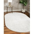 thumbnail image 1 of Unique Loom Davos Shag Collection Area Rug - Solid (7' 10" x 10' Oval White/Ivory), 1 of 6