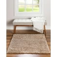 thumbnail image 1 of Unique Loom Davos Shag Collection Area Rug - Solid (7' 1" Square Linen), 1 of 7