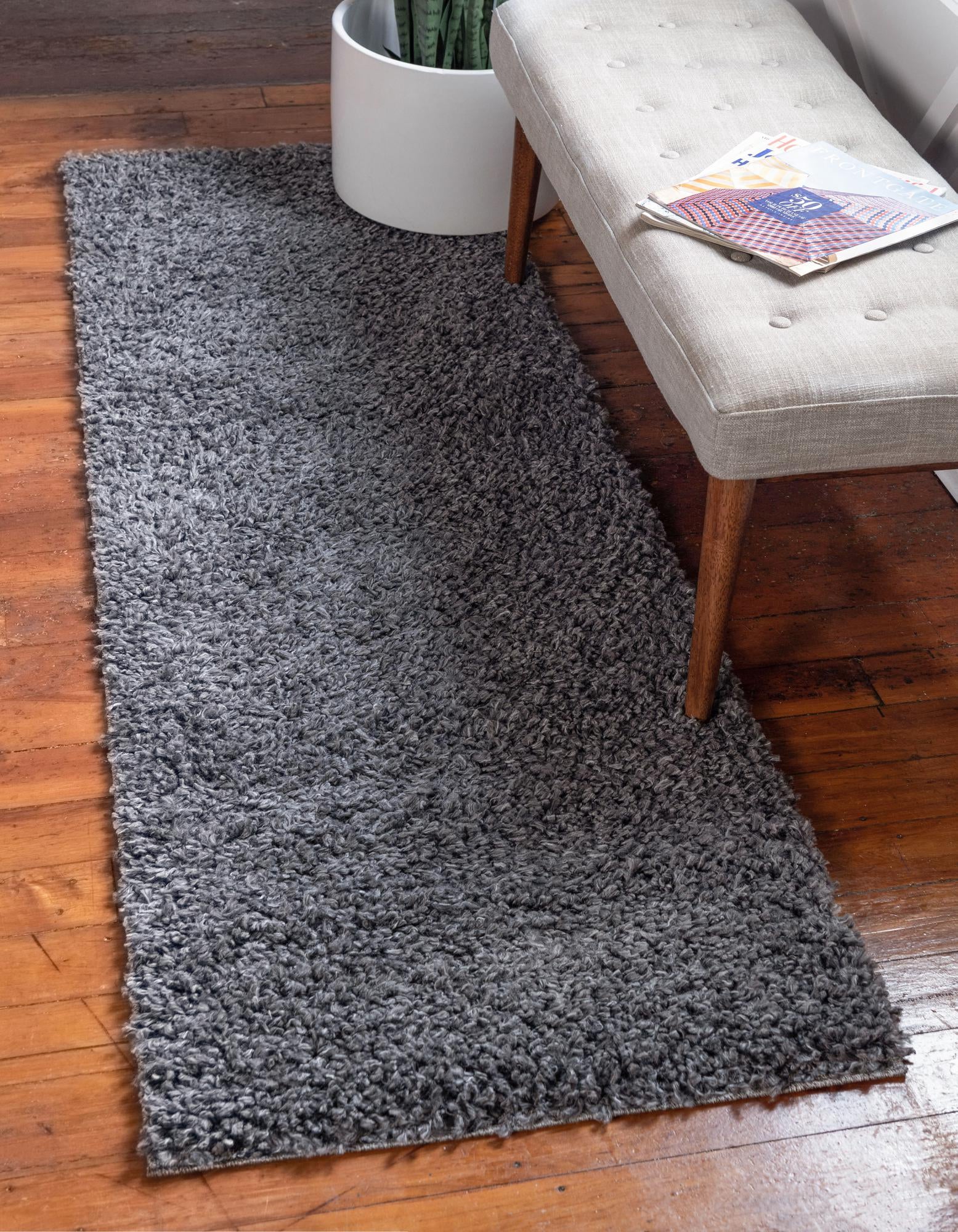 Unique Loom Davos Shag Rug ,2' 7" x 16' 5" ,Peppercorn