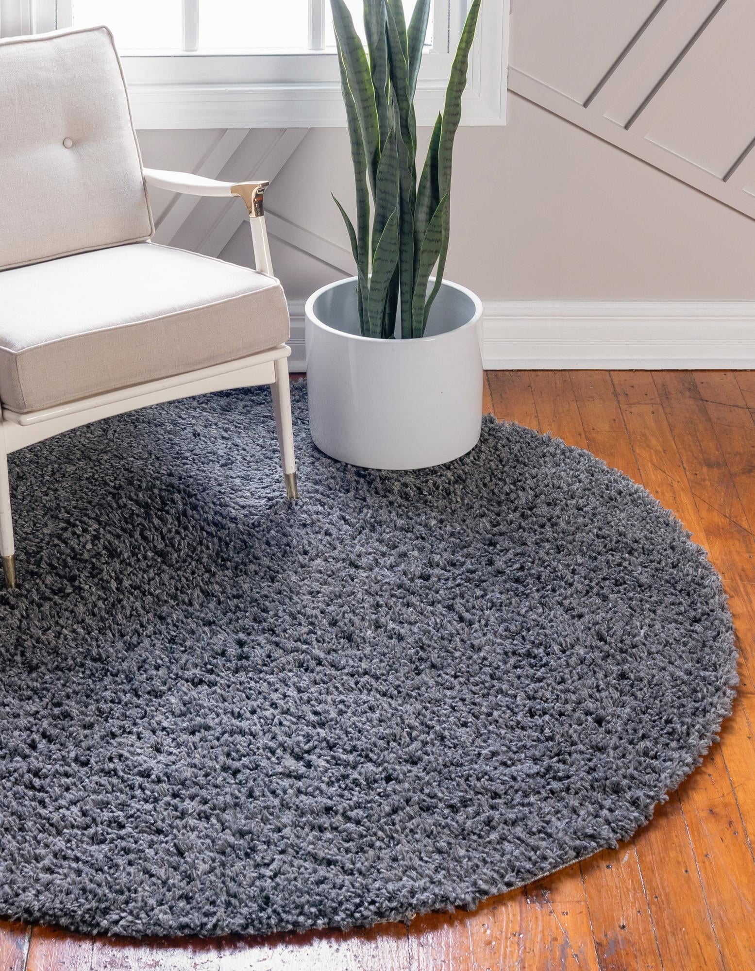 Unique Loom Davos Shag Rug , 5' 0" x 5' 0" ,Peppercorn