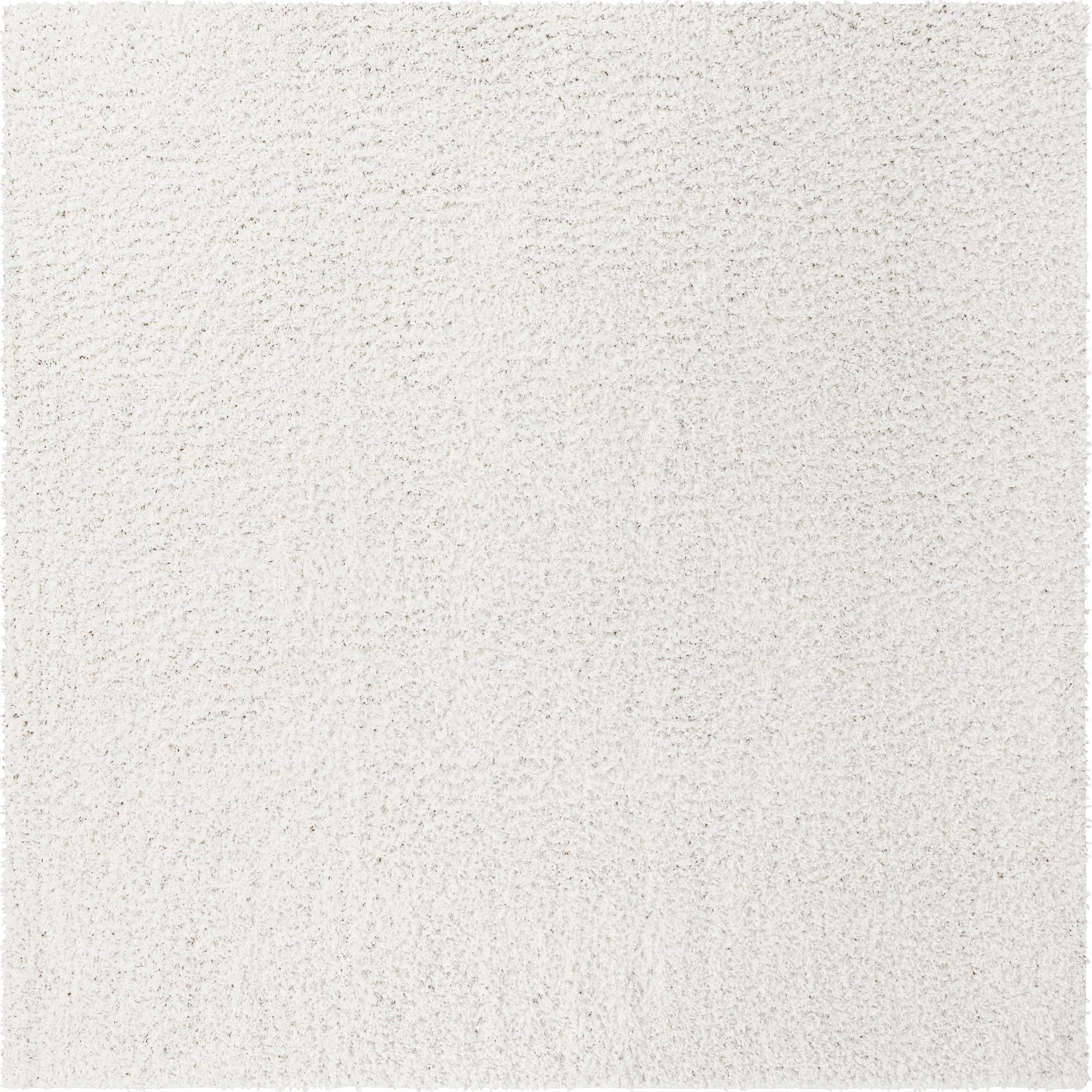 Unique Loom Davos Shag Rug White/Ivory 9' 10" Square Solid Comfort