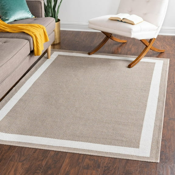 Unique Loom Decatur Collection Area Rug - Border (5' x 7' 2" Rectangle Taupe/Ivory)
