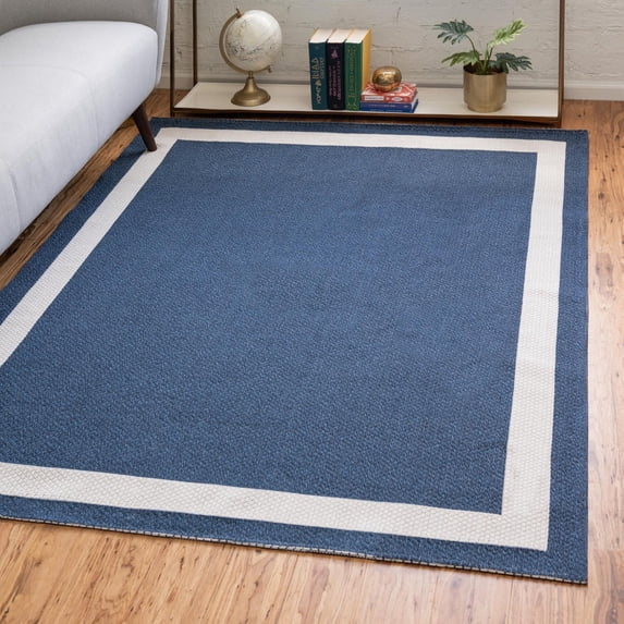 Unique Loom Decatur Collection Area Rug - Border (8' 5" x 11' 4" Rectangle Navy Blue/Ivory)