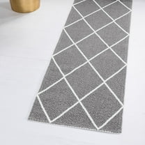 Unique Loom Decatur Collection Area Rug - Diamond (2' x 6' Runner Dark Gray/Ivory)