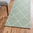 thumbnail image 1 of Unique Loom Decatur Collection Area Rug - Diamond (2' x 6' Runner Green/Ivory), 1 of 7